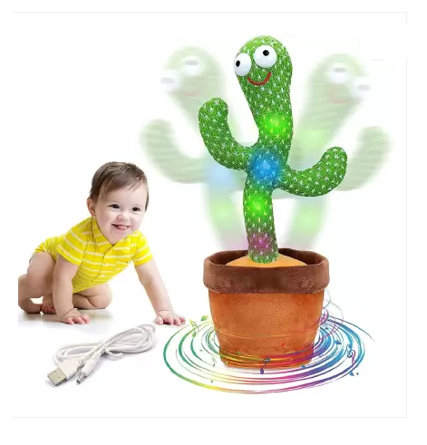 Dancing Cactus Talking Toy, Cactus Plush Toy, Wriggle & Singing Recording Repeat  (Multicolor)